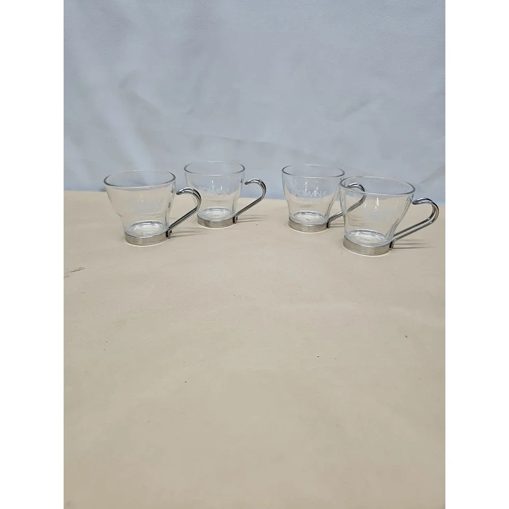 Bormioli Rocco Italy Set of 4‎ Verdi Espresso Glass Cups Romana Vitrosax Sambuca